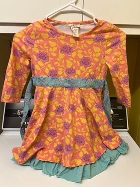 Matilda Jane Pink Floral Top with Teal Sash